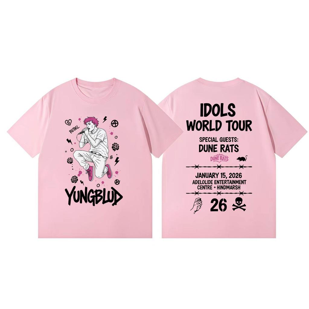 Singer Yungblud Idols World Tour 2026 Tshirt Men Women High Quality Fashion Oversized T Shirts Summer Casual Cotton Tshirts