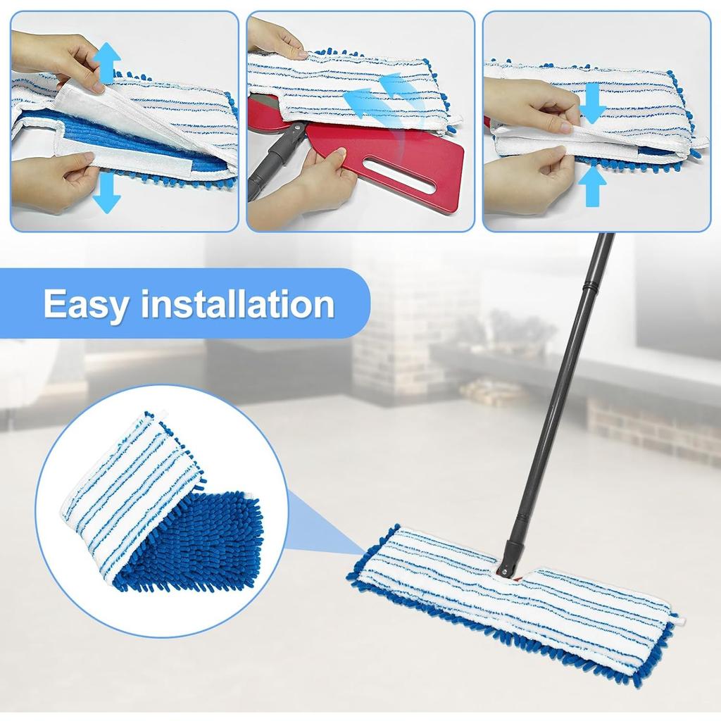 3 шт. Сменные насадки для швабры, совместимые с Ocedar Dual-Action Microfiber Flip Mop, Двусторонние сменные головки для швабры, Сменные насадки с микрофиброй