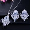 WWJ Dazzling Cubic Zirconia Marquise Cut Pendant Necklace and Drop Earrings Set