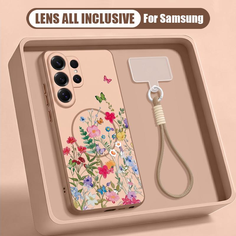 Чехол INS с принтом подсолнуха для Samsung S26 S25 Ultra S24 S23 FE S22 A15 A16 A17 A35 A36 A37 A54 A55 A56 A57 5G Гибридный Магнитный Матовый Чехол