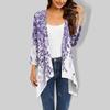 Женский кардиган неправильной формы с принтом, рукавами три четверти и карманной курткой