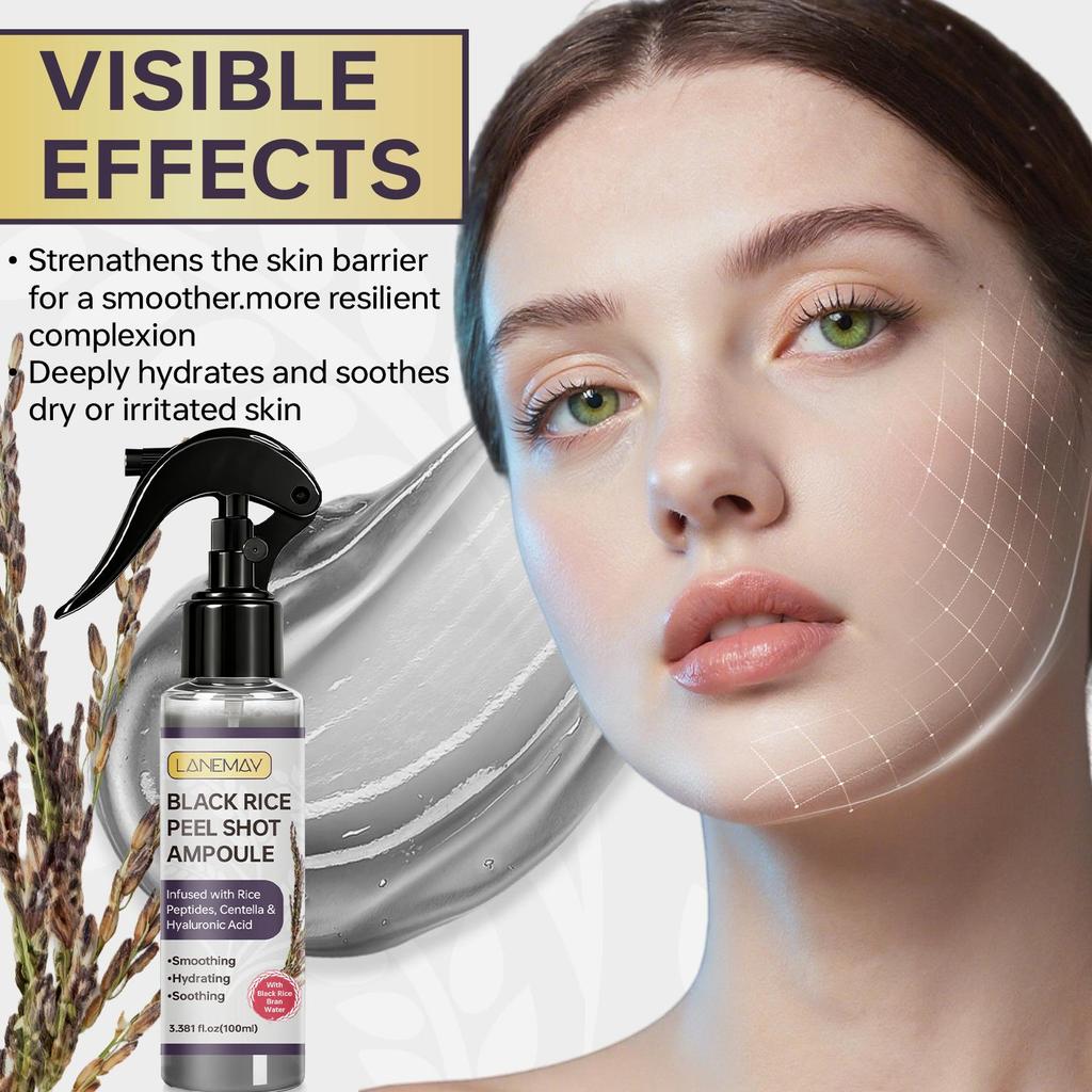 Ампула-пилинг с черным рисом - Укрепляет кожный барьер - Глубоко увлажняет и успокаивает сухую или раздраженную кожу - 100 мл