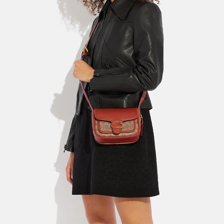 Coach Tabby 18 Push Lock Leather Shoulder Crossbody Bag Medium Women bags Brown CK019-B4NQ4
