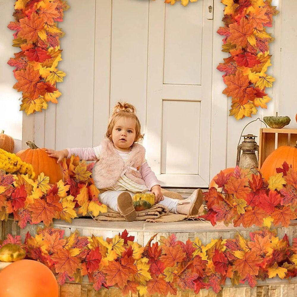 1,7 м Красные Осенние Кленовые Листья Креативные Искусственные Осенние Лианы Искусственная Кленовая Гирлянда Декор на Хэллоуин