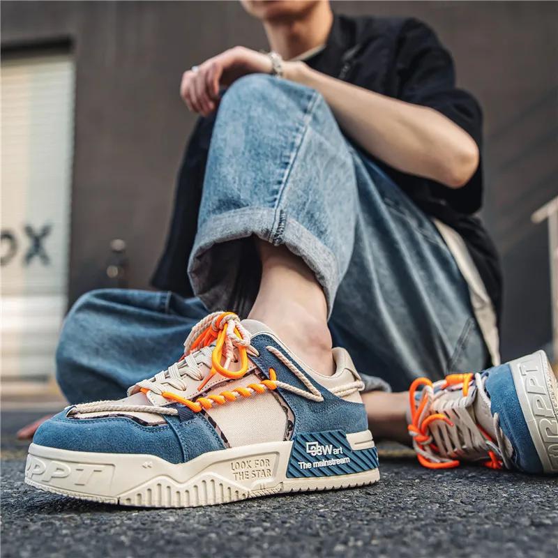 Модная мужская обувь Кроссовки Модная шнуровка Обувь для скейтбординга Удобная дышащая вулканизированная обувь Студенческая спортивная обувь Zapatillas