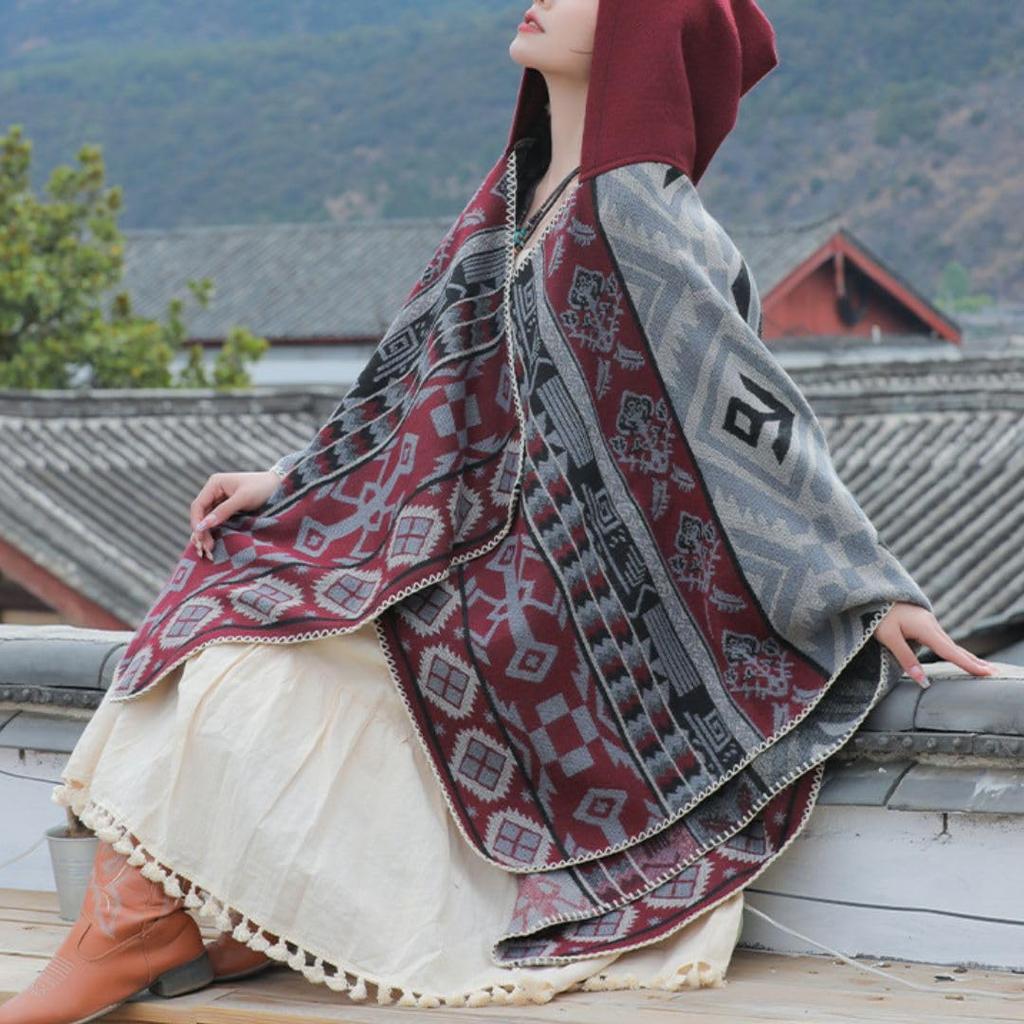 Накидка, Уличный плед, Пончо для костра, Пальто с капюшоном, Шаль, Плед (бежевый) [Параллельный импорт]