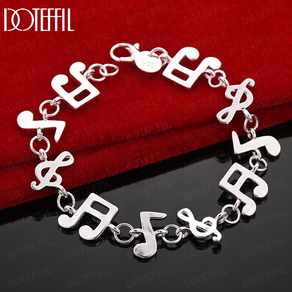 925 Sterling Silver Fashion Musical Symbol Bracelet Wedding Jewelry