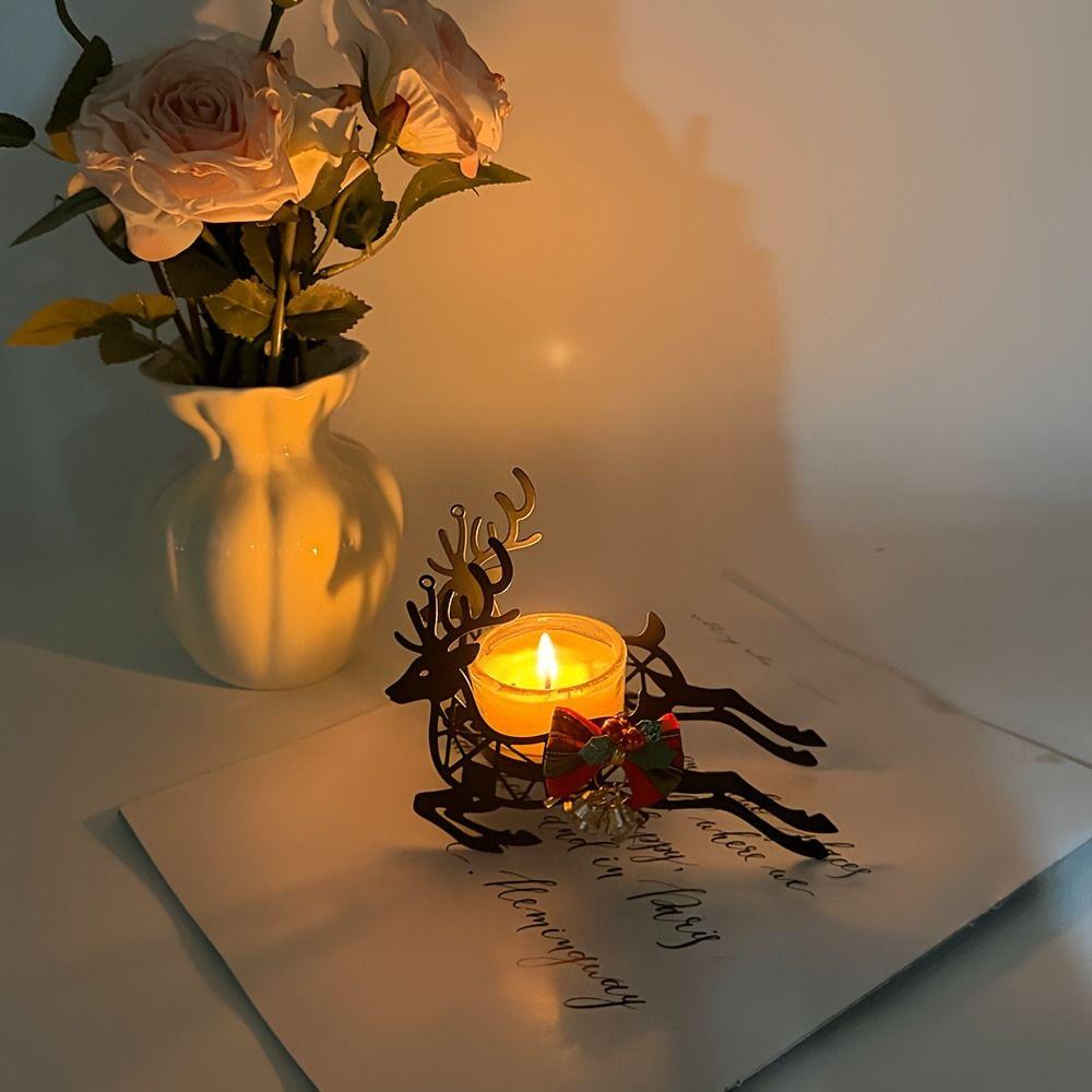 Snowflake Xmas Desk Decoration Bell Christmas Ornaments Christmas Candle Holder Dining Table