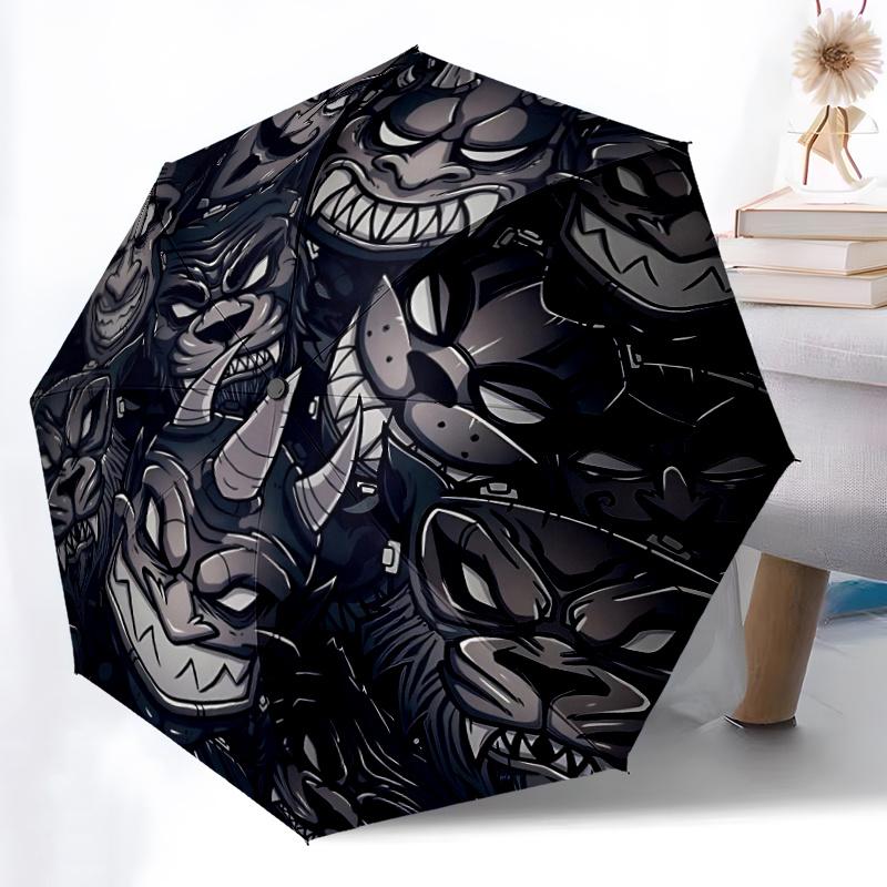 1pc Masked Faces Automatic Open/close Umbrella, 8-Rib sturdy structure, Portable Travel Umbrella, Parties, Everyday Use,15