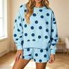 Женский Ribbed Long Sleeve Neck Comfortable Casual Set в горошек для повседневной носки