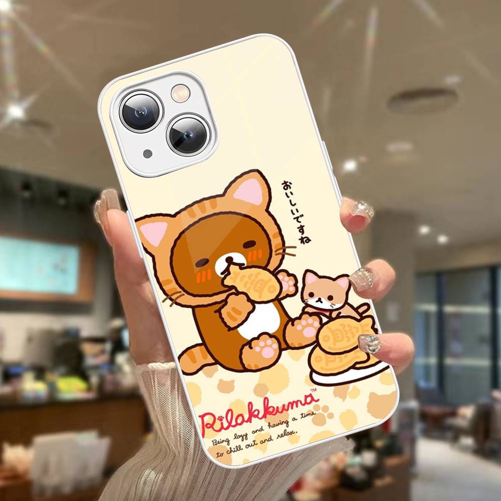 Рилаккума Аниме Милый Мультяшный Закаленное Стекло Для Iphone 14 13 12 11 Pro Mini XS MAX 14Plus X XS XR Чехлы
