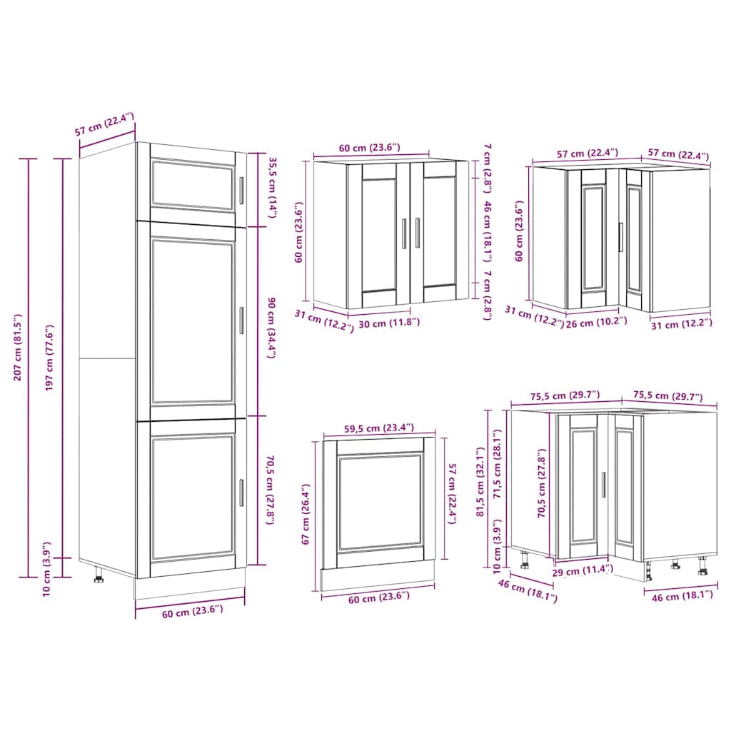 14 Piece Kitchen Cabinet Set Porto White Particleboard