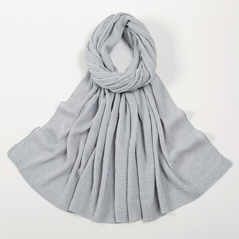 Новый жатый хлопковый хиджаб-шарф женский тюрбан мусульманская шаль однотонная бандана дышащие женские шали фуляр блестящие хиджабы Рамадан