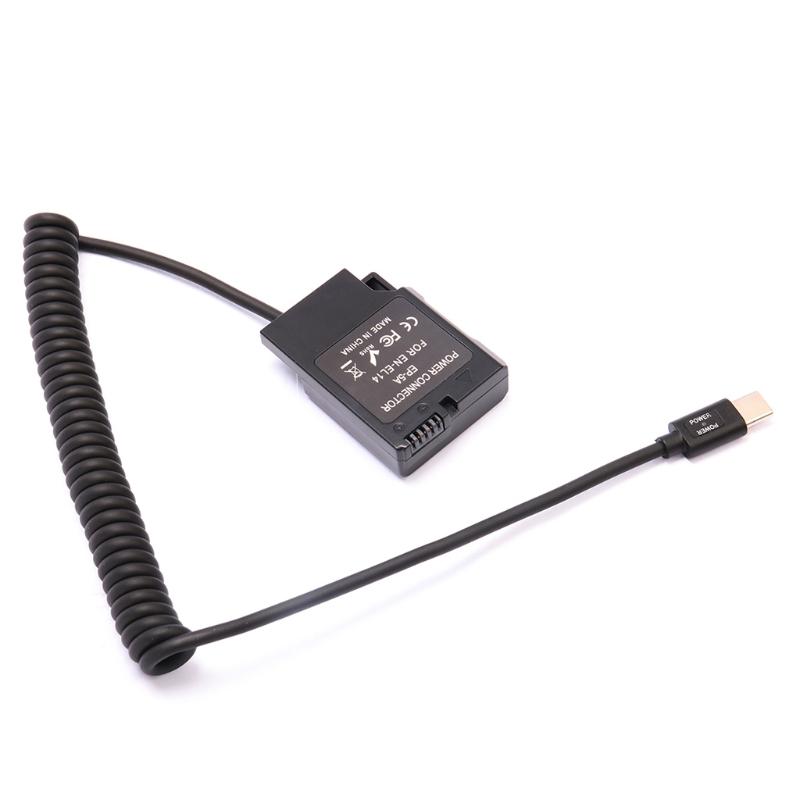 EN-EL14 Dummy Battery C Coupler Adapter Dummy Battery Coupler with USB C-type Spring Power Cable for  D3100
