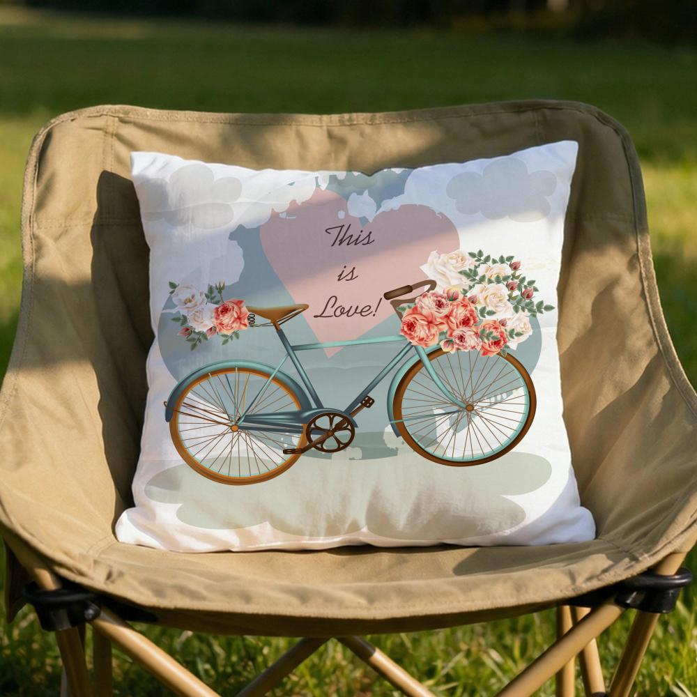 Country flower bicycle Cushion Cover Soft Reversible Durable Pillow Cover MultiScene Use for Home Car Daily Comfort