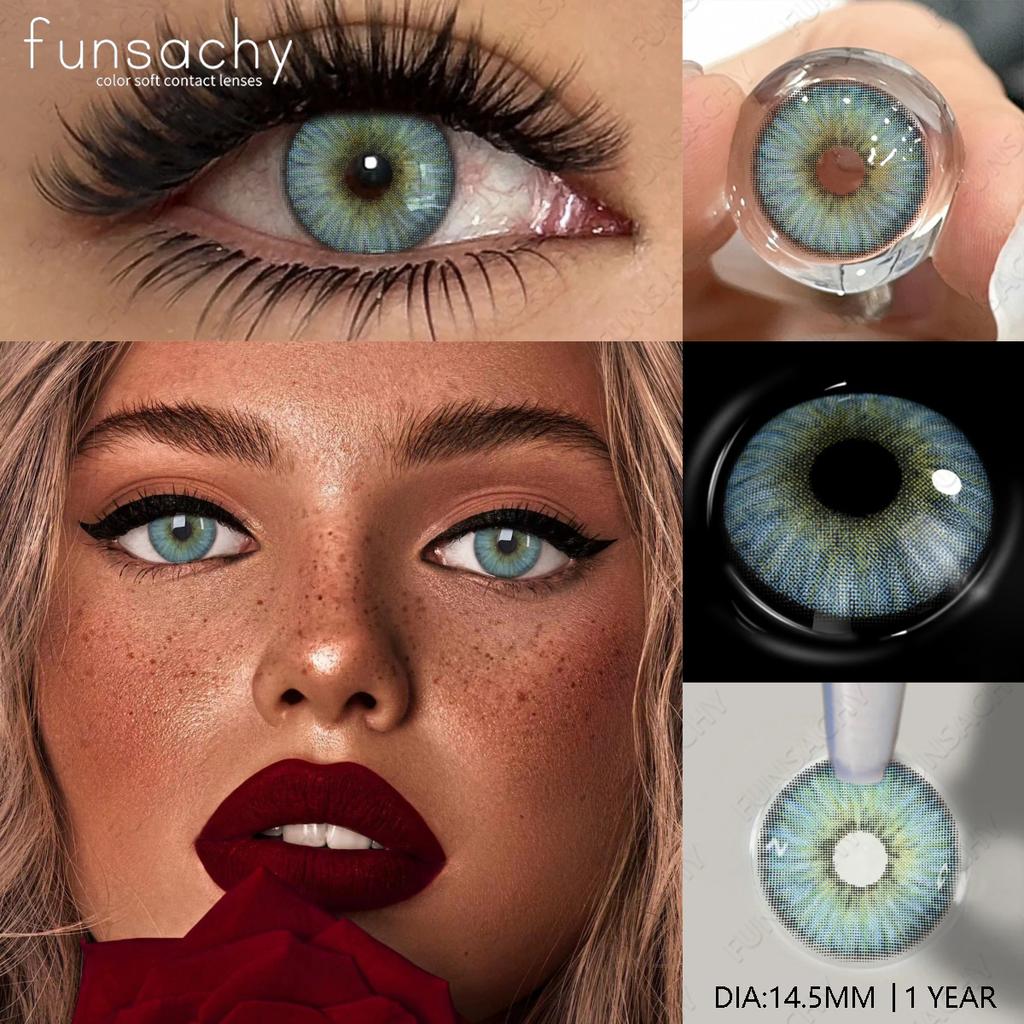 FUNSACHY New Colored Contact Lenses for Eyes 1Pair Brown Natural Eye Lenses Cosmetic Beauty Pupils Yearly Y2K Blue Eye Contacts