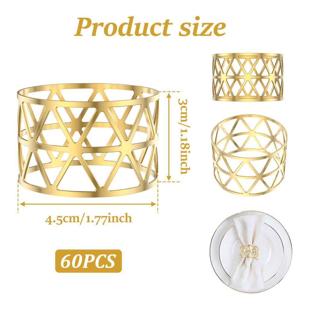 60/24 шт. Золотые кольца для салфеток Оптом Металлические держатели для салфеток Полые пряжки для салфеток для Свадьбы Дня Рождения Вечеринки Декор обеденного стола