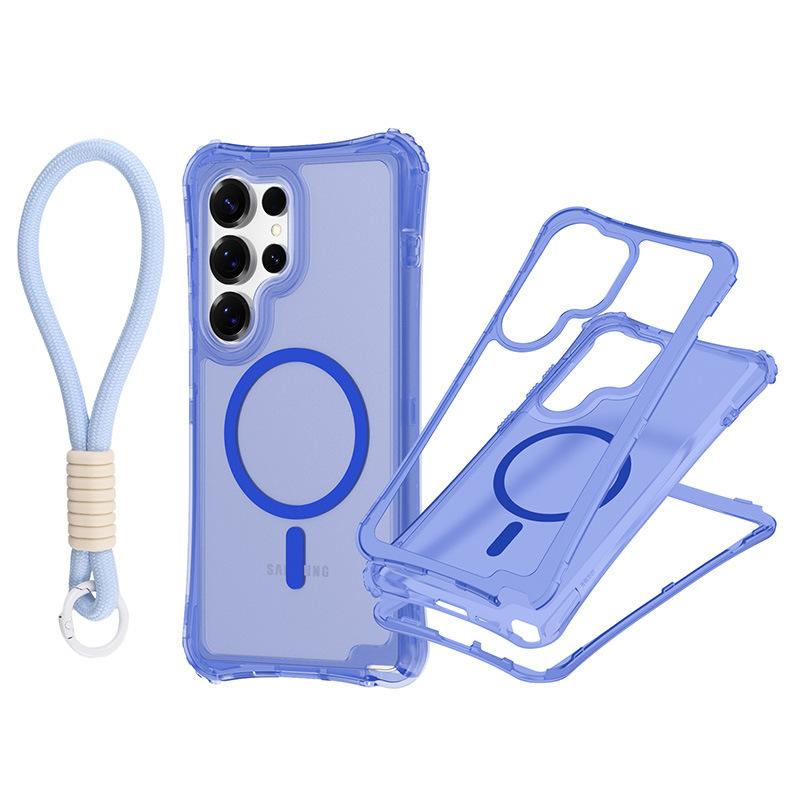 Магнитный чехол-накладка три-в-одном для мобильного телефона Samsung S25 ULTRA с ремешком, приятный на ощупь