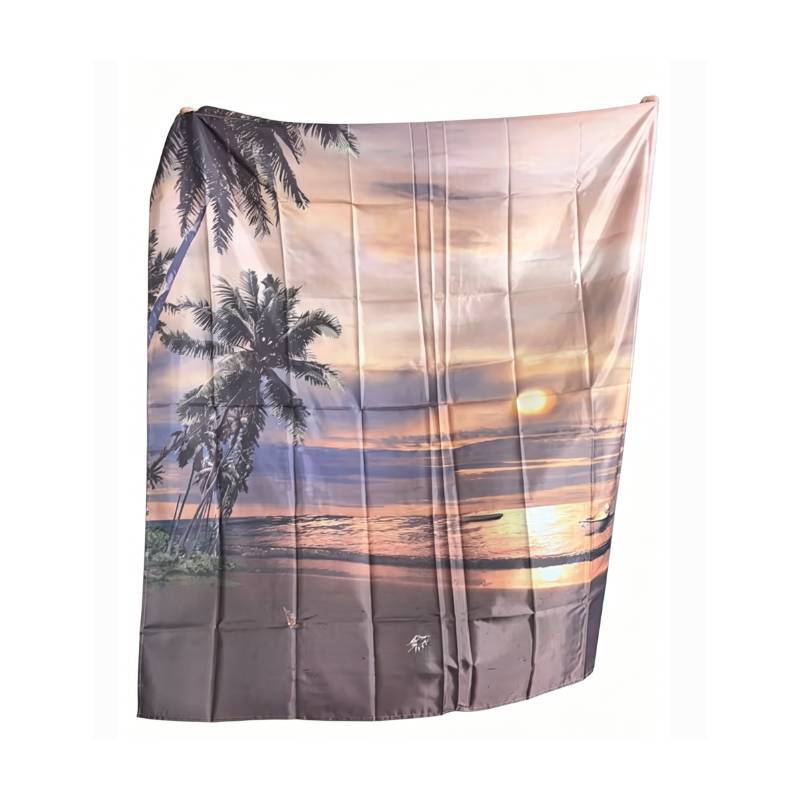 Modern Minimalist Beach Scene Shower Curtain With Polyester Fabric For Bathroom Decor