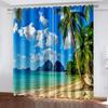 Natural Seaside Scenery High Blackout Curtains Landscape Modern  Drape For Living Room Bedroom Curtain Home Kitchen Curtain New
