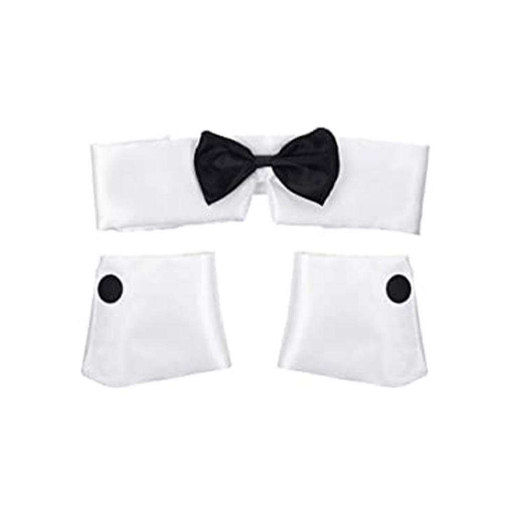 PESENAR Bunny Halloween Costume Accessories 7 PCS Bunnys Ears Headband Tail Bow tie Collar Cuffs Fishnet Stockings Gloves