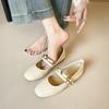 Weiwei Girl 126-1 French Golden Bean Ballet Mary Jane Shoes Women's One-word Egg Roll Flat Bottom Shoes