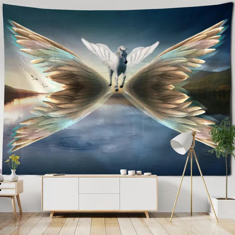 Гобелен с узором «Космические крылья фантазии» для украшения стен дома, гобелен для спальни, гостиной, гобелен