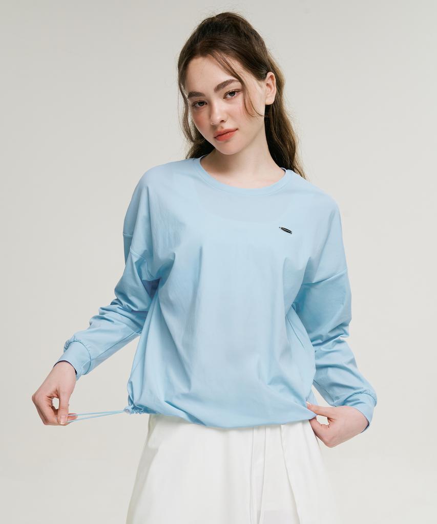 Leijibi Air Pastel Струна Свободный крой Женская с длинным рукавом Защита от солнца Небесно-голубой