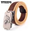 New Waist Belts Men Womens Unisex Cotton Canvas Fabric Webbing Black Buckle Belt Army Accessories
