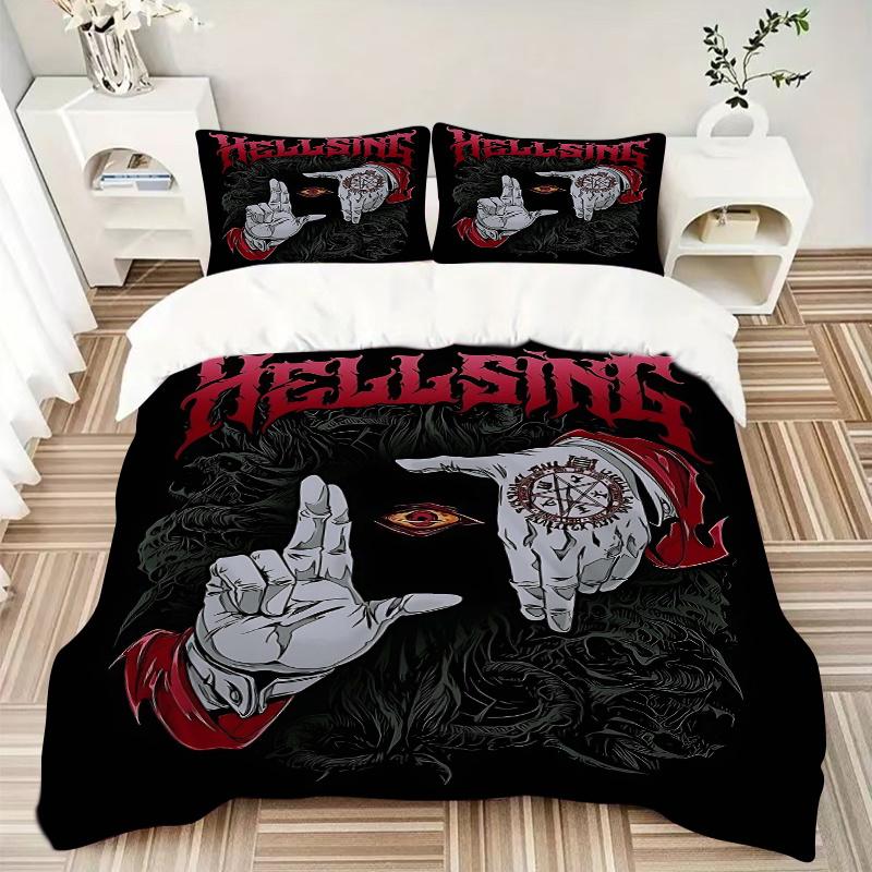 3pcs Hellsing Quilt Cover Set (1 Quilt Cover + 2 Pillowcases Without Pillow Core), High-Definition Printing for Home and Dormitory.H053