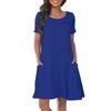 Women's Solid Color Round Neck Solid Color Casual Pocket Short Sleeve Swing Dress