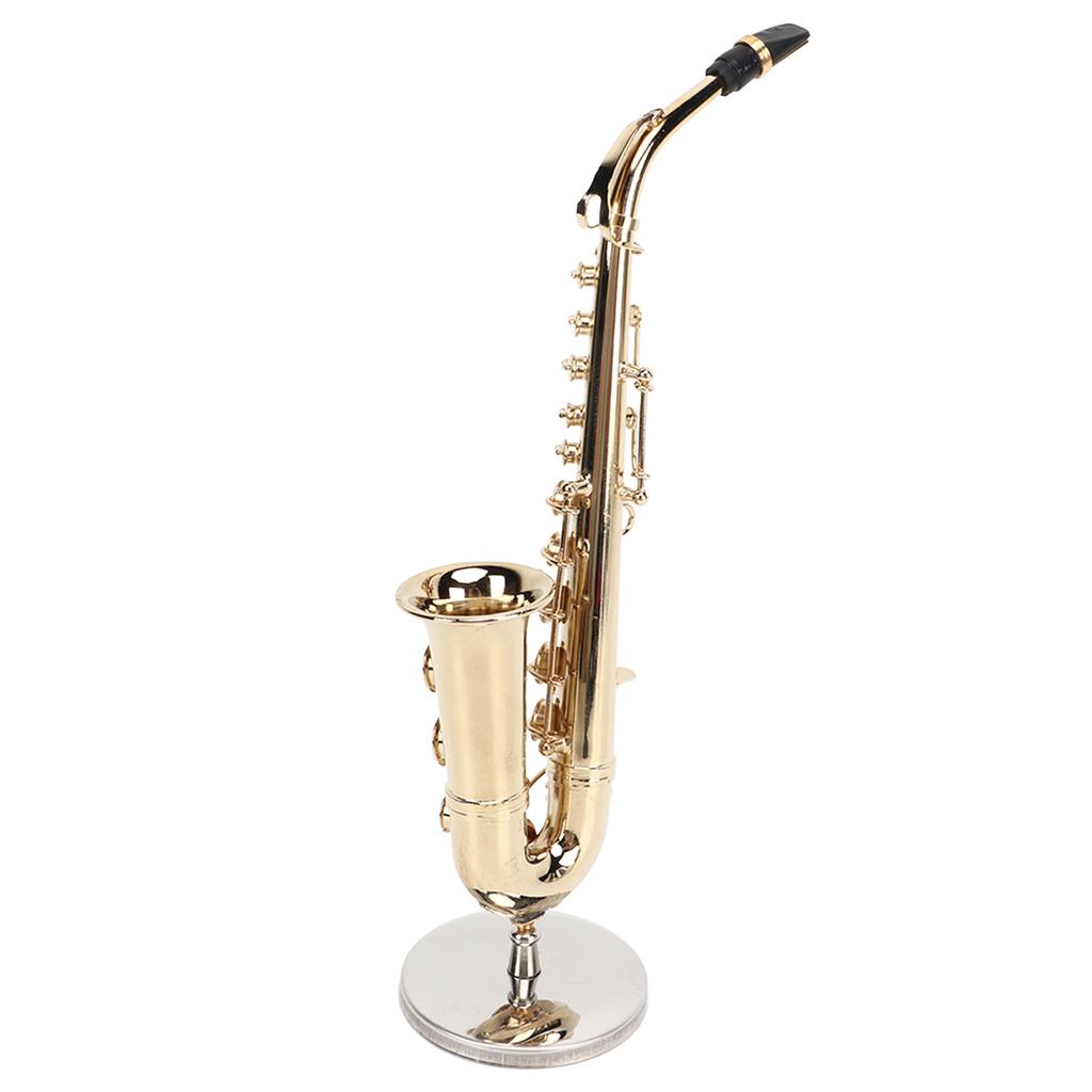 Миниатюрная копия альт-саксофона с подставкой и футляром Мини-саксофон музыкальный инструмент кукольный домик модель