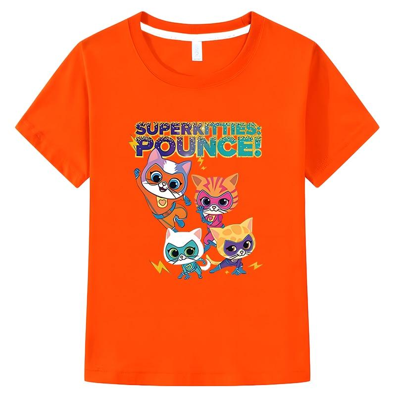 Детская футболка New Game Super Kitties, летние хлопковые топы с короткими рукавами y2k, цельная футболка для детей, одежда для мальчиков и девочек 10 лет, футболка с аниме