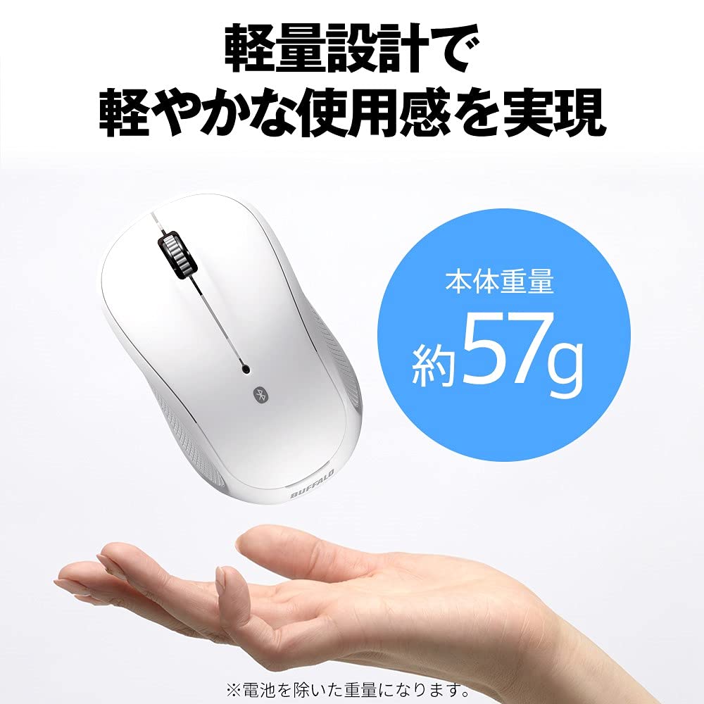 Мышь Buffalo Bluetooth IR LED с 3 кнопками, белая, совместимая с Длительный срок службы батареи до 490 дней Легкая BSMRB055WH
