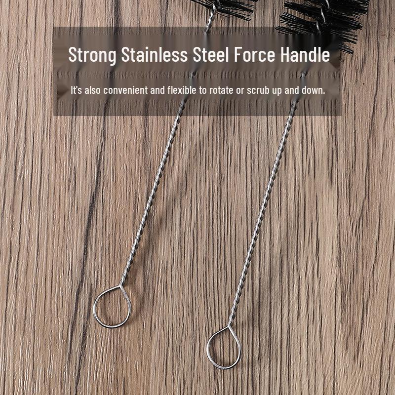 Long Handle Test Tube Brush with Soft and Hard Nylon Bristles for Industrial Pipe and Inner Hole Cleaning