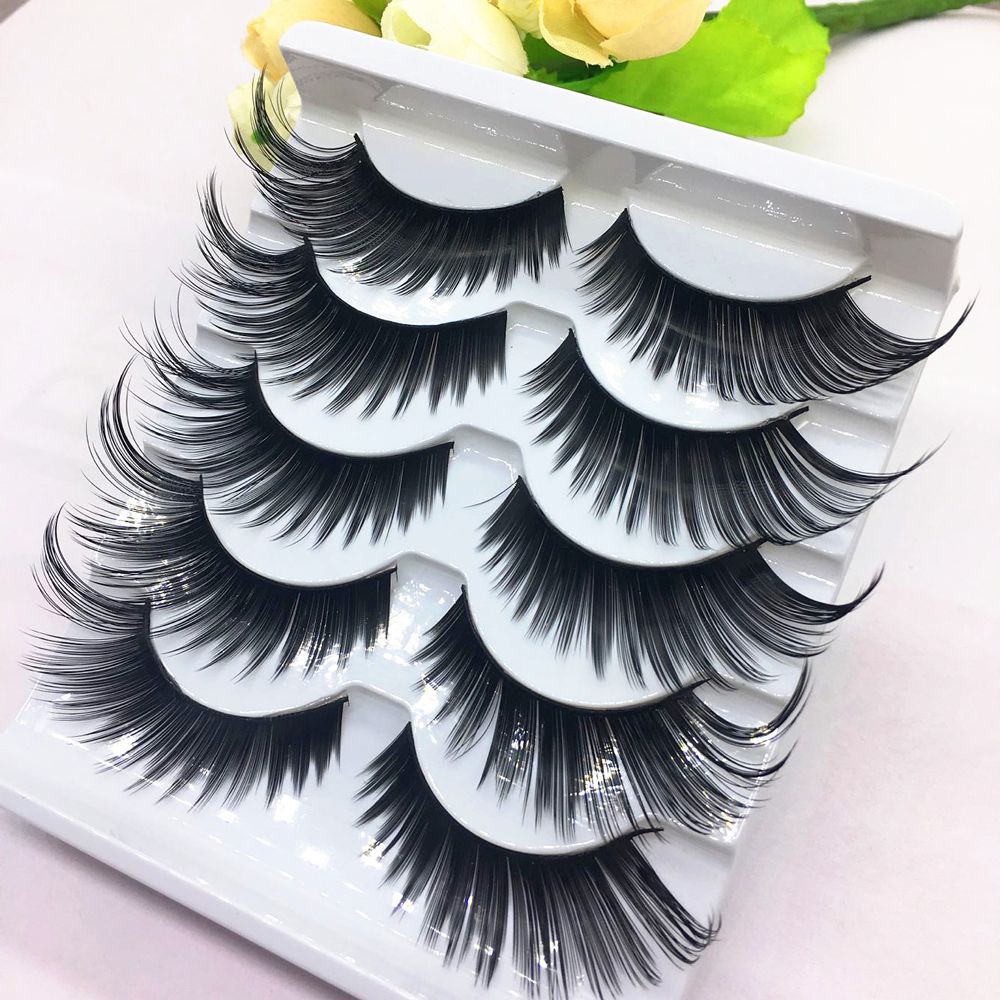 5 Pairs Beauty Thick Handmade Makeup Tools Eye Lashes Extension False Eyelashes Exaggerated Styel