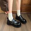 Женские туфли из кожи в стиле ретро с круглым носком, новинка 2025 года, универсальные женские туфли на платформе, ленивые одинарные туфли с одной педалью