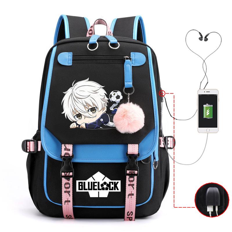 Blue Prison Anime School Bag College Wind Large Capacity Middle School Student Usb Backpack