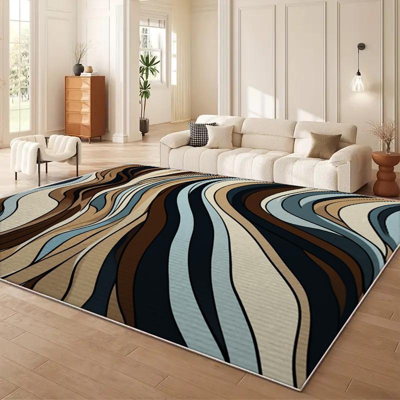 Abstract Geometric Style Living Room Big Rug, Easy To Take Care of Wear-resistant Bedroom Carpet, Soft Texture Kitchen Mat