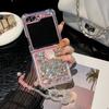 Fashion Bling Diamond Flower Butterfly Phone Case For Samsung Galaxy Z Flip 6 5 4 3 5G Crystal Beads Bracelet Hand Chain Cover