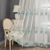 Embroidery Blue Transparent High-end Light Luxury Curtains Window Screen Bedroom Living Room Bay Window Finished Curtains