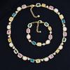 Hip Hop Colored Gemstones Women'S Necklace Jewelry Personality Trend Zircon Men'S Bracelet