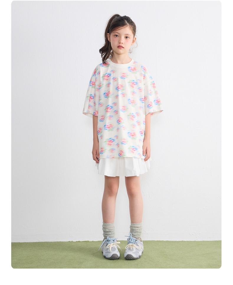 E.I. Children's Flower Printed Short-Sleeved T-Shirt