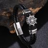 Genuine Leather Bracelet For Men Punk Braided Rope Steel Magnetic Button Male Bracelet Jewelry Birthday Gift Bb1337