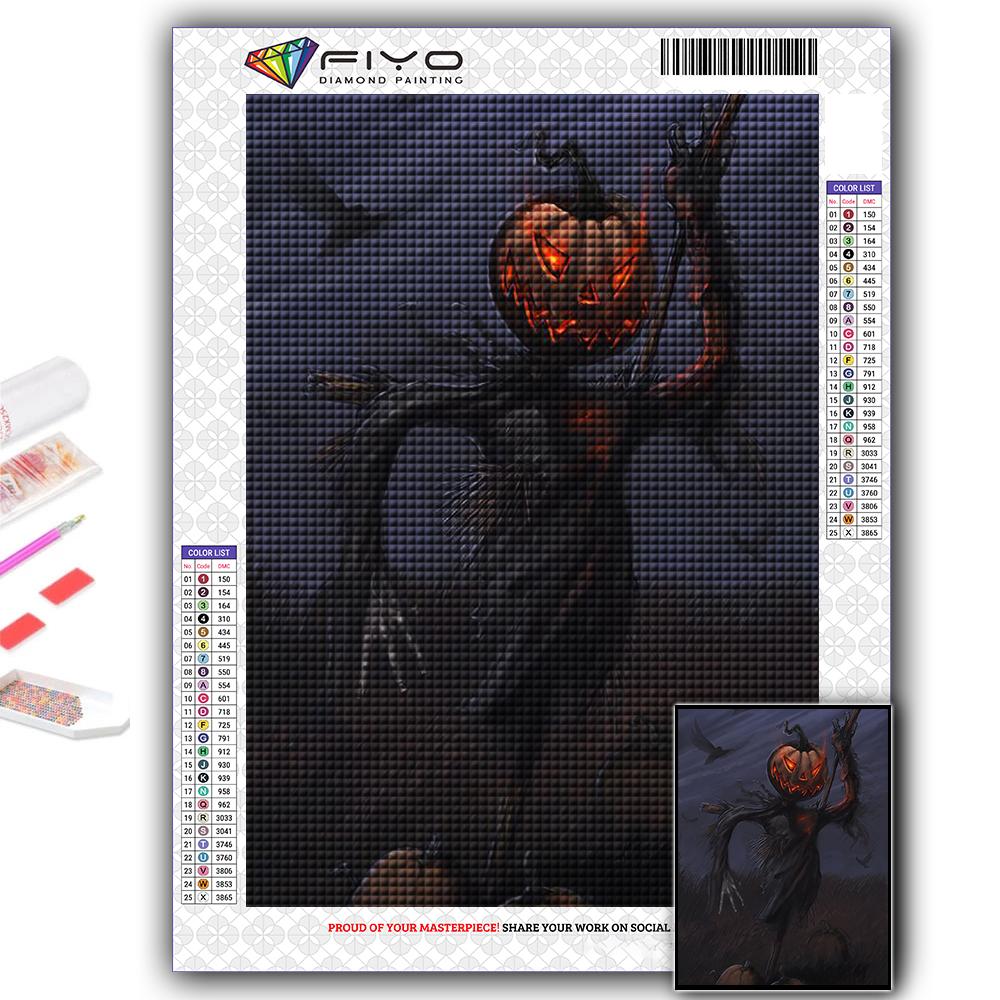 5D Алмазная картина Хэллоуин Страшная голова тыквы Человек DIY Алмазная вышивка Горный хрусталь Украшение дома