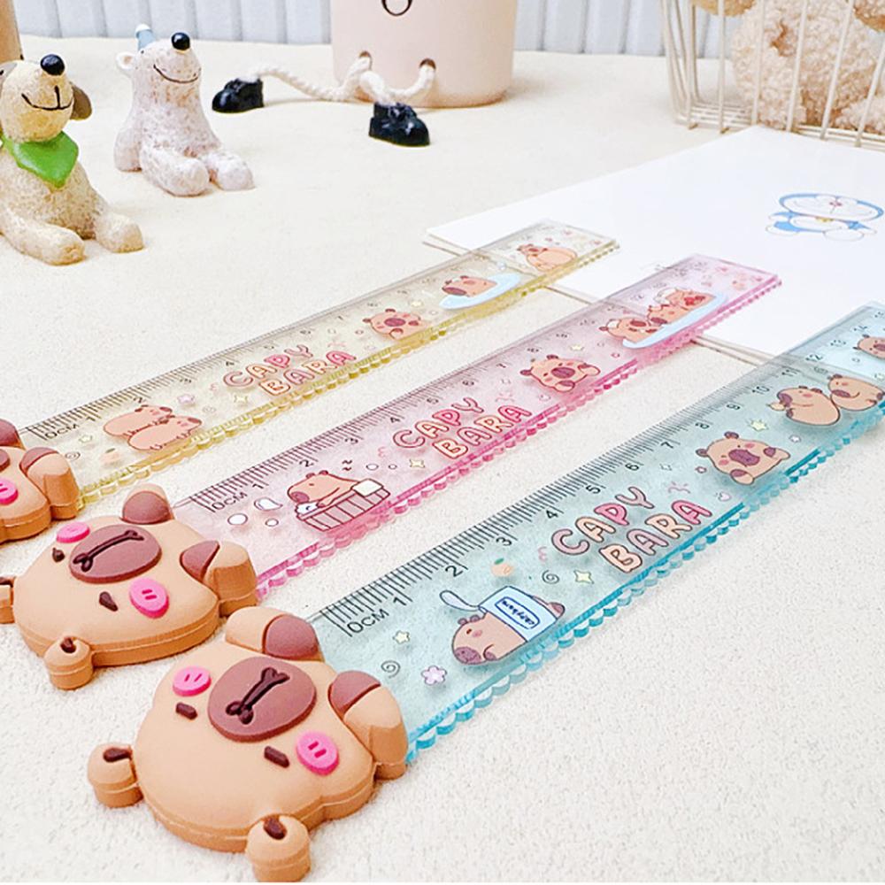 1 Piece Cute Capybara Straight Ruler Kawaii Stationery Funny Drawing Office School Measuring Drawing