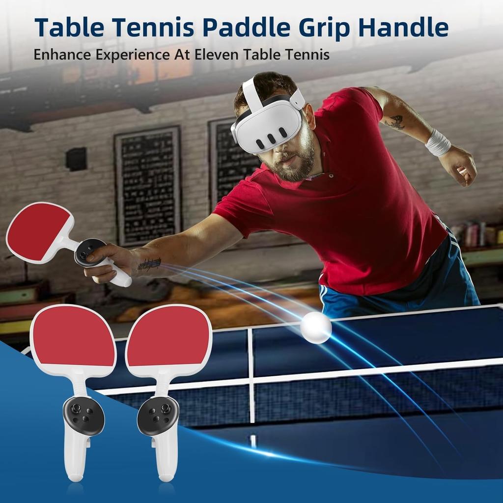 VR Sports Game Accessories Set, Golf Club, Table Tennis Paddle, Sword Grip Compatible with Meta Quest 3 Controller Accessories for Beat Saber/Golf