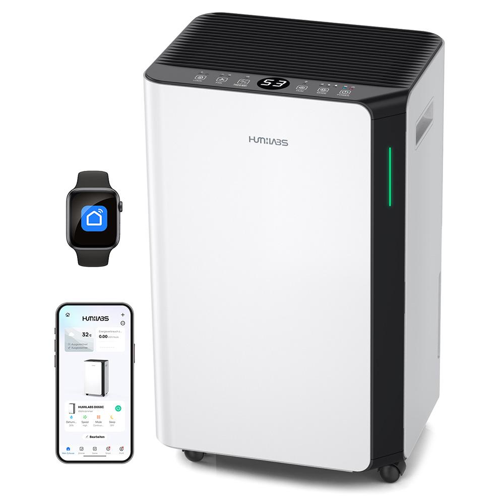 HUMILABS OL20-BD068CF Portable Dehumidifier, 20L Dehumidifier Capacity, Removable Filter, 4.5L Tank & Drain Hose, 3 Modes, 24-Hour Timer