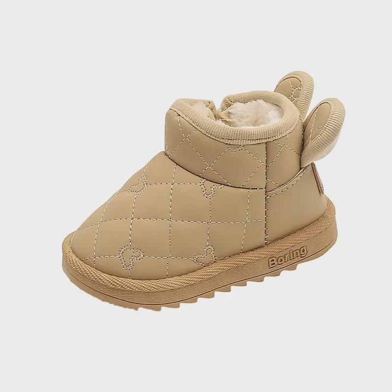 Водонепроницаемые детские зимние ботинки с плюшевой подкладкой, зимняя теплая обувь для малышей, мальчиков и девочек в возрасте от 1 до 6 лет.