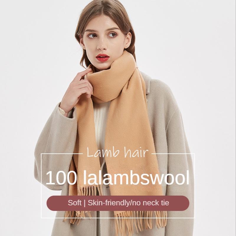 Шерстяной шарф Mary, однотонный шарф, женский универсальный осенне-зимний шарф, утолщенная теплая шаль, простая красная кисточка